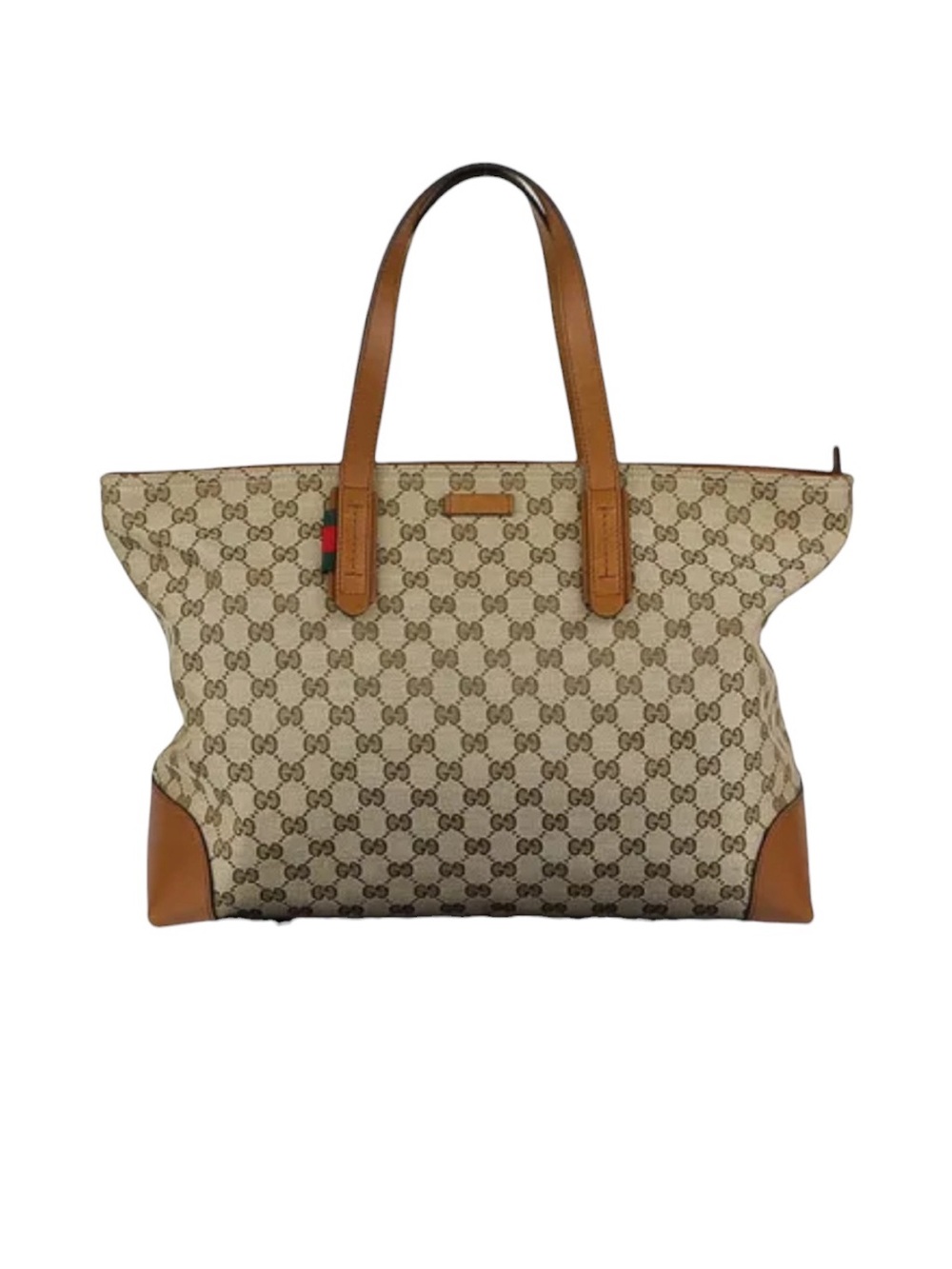 Gucci Beige GG Canvas Tote with Tan Leather Handles